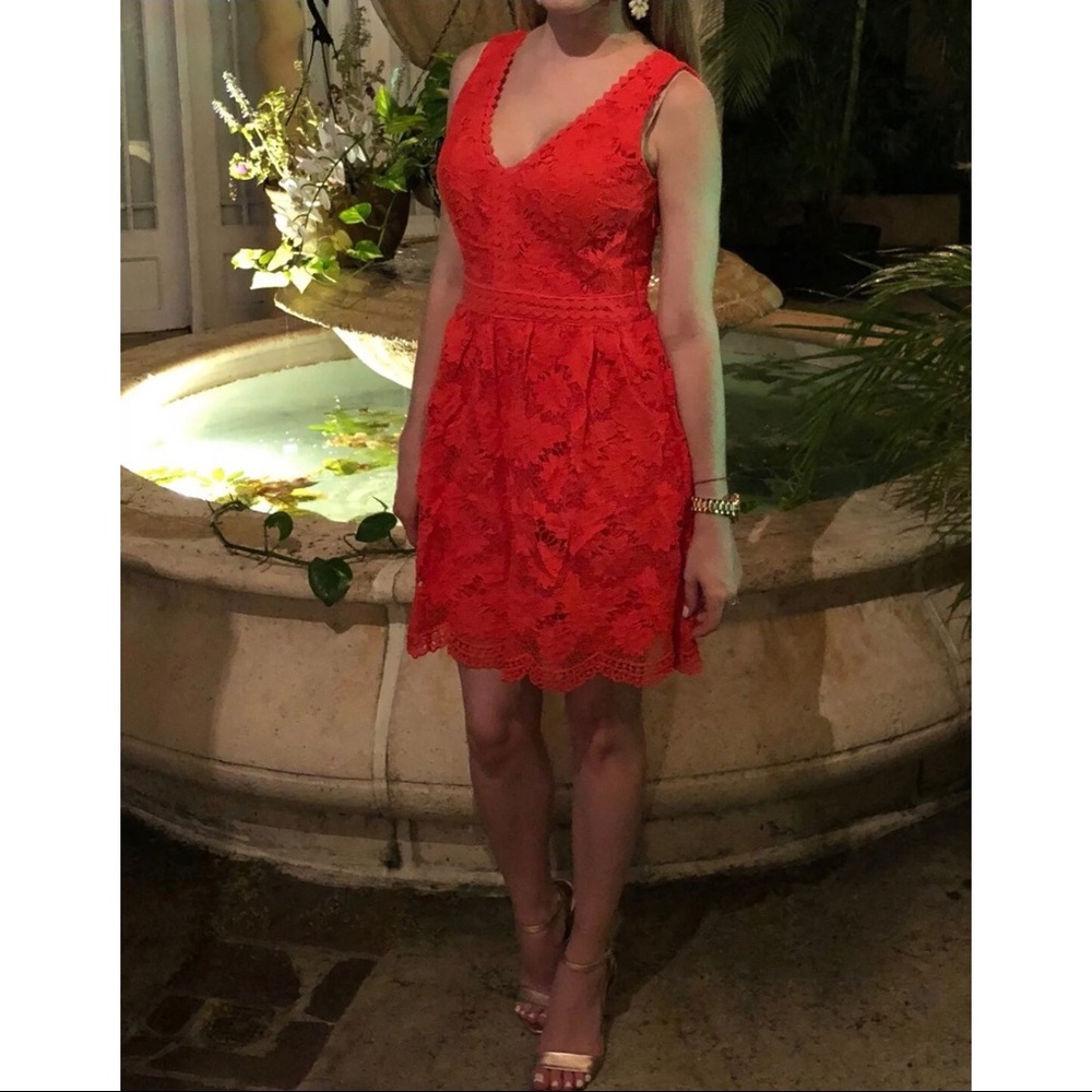 Soieblu Red lace cocktail dress
